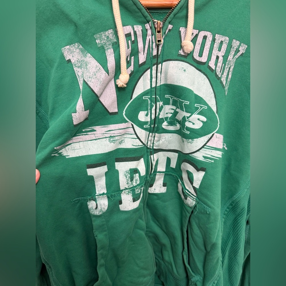 Men’s Mitchell And Ness Jets Distressed Hoodie Size XL Athletic Sports Football - Picture 3 of 10